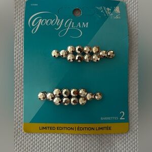Goody Glam Two Silver Rhinestone Hair Barrettes Clips  03088 Limited Edition